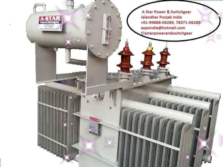 New oil-filled distribution transformer with conservator tank and radiators